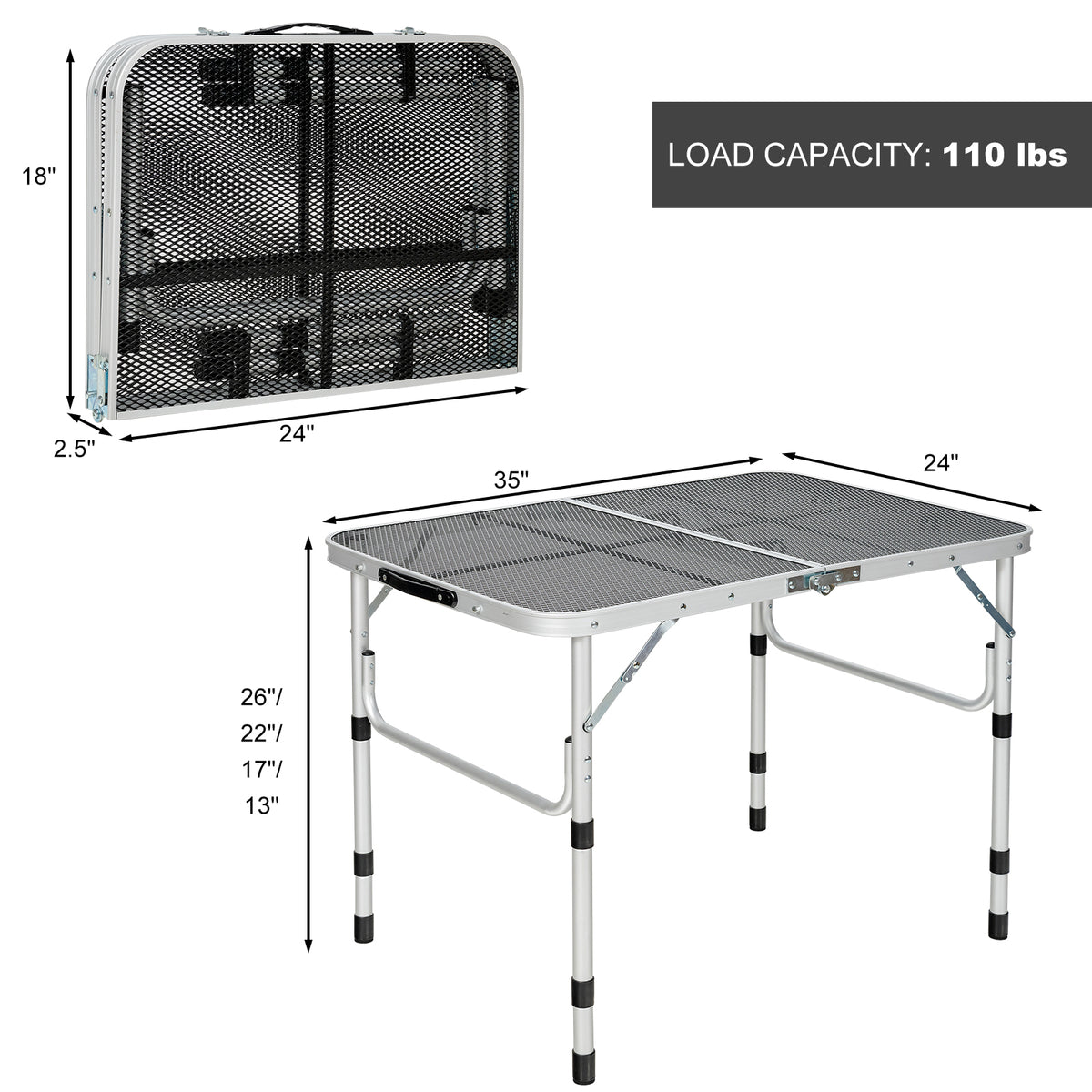 Folding Grill Table, Lightweight Aluminum, Silver Camping Furniture at Gallery Canada