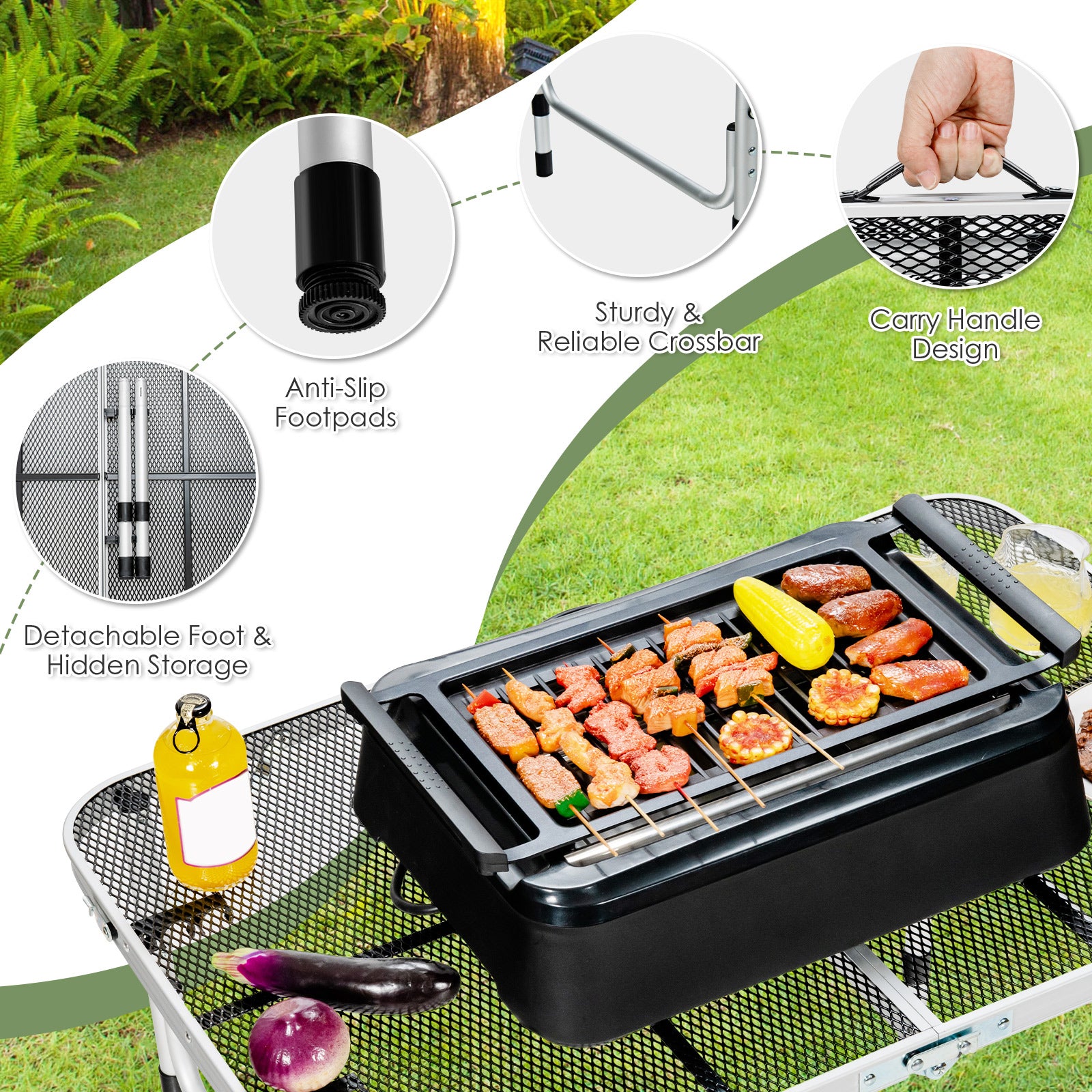 Folding Grill Table, Lightweight Aluminum, Silver Camping Furniture at Gallery Canada