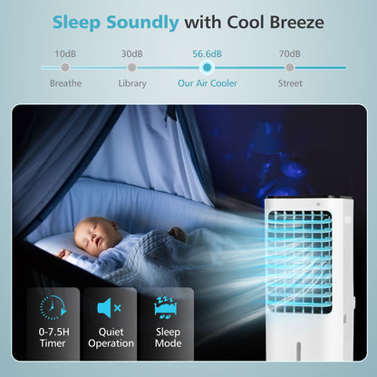 4-In-1 Evaporative Air Cooler, 12L Tank, 4 Ice Boxes, White Air Coolers at Gallery Canada