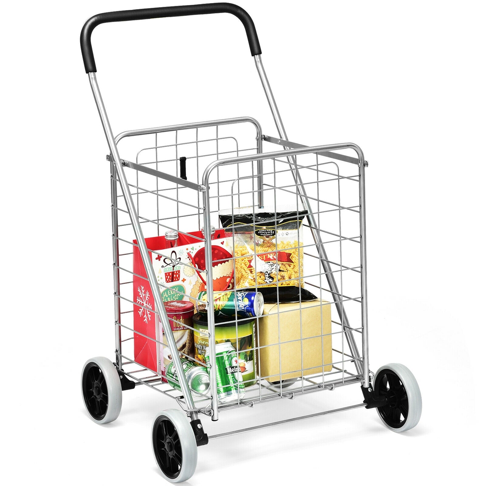 Portable Folding Shopping Cart, Silver Kitchen Tools Silver at Gallery Canada