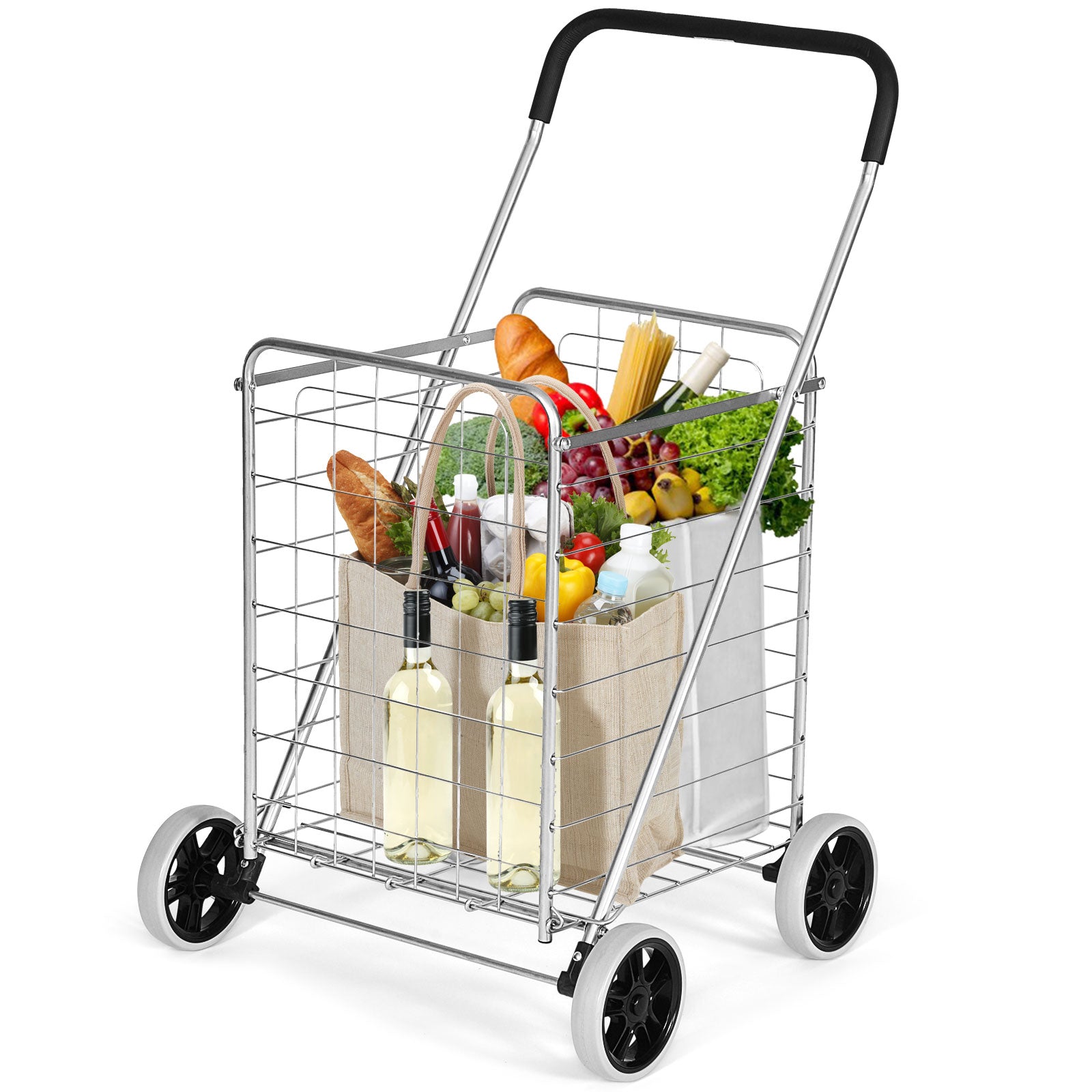 Portable Folding Shopping Cart, Silver Kitchen Tools at Gallery Canada