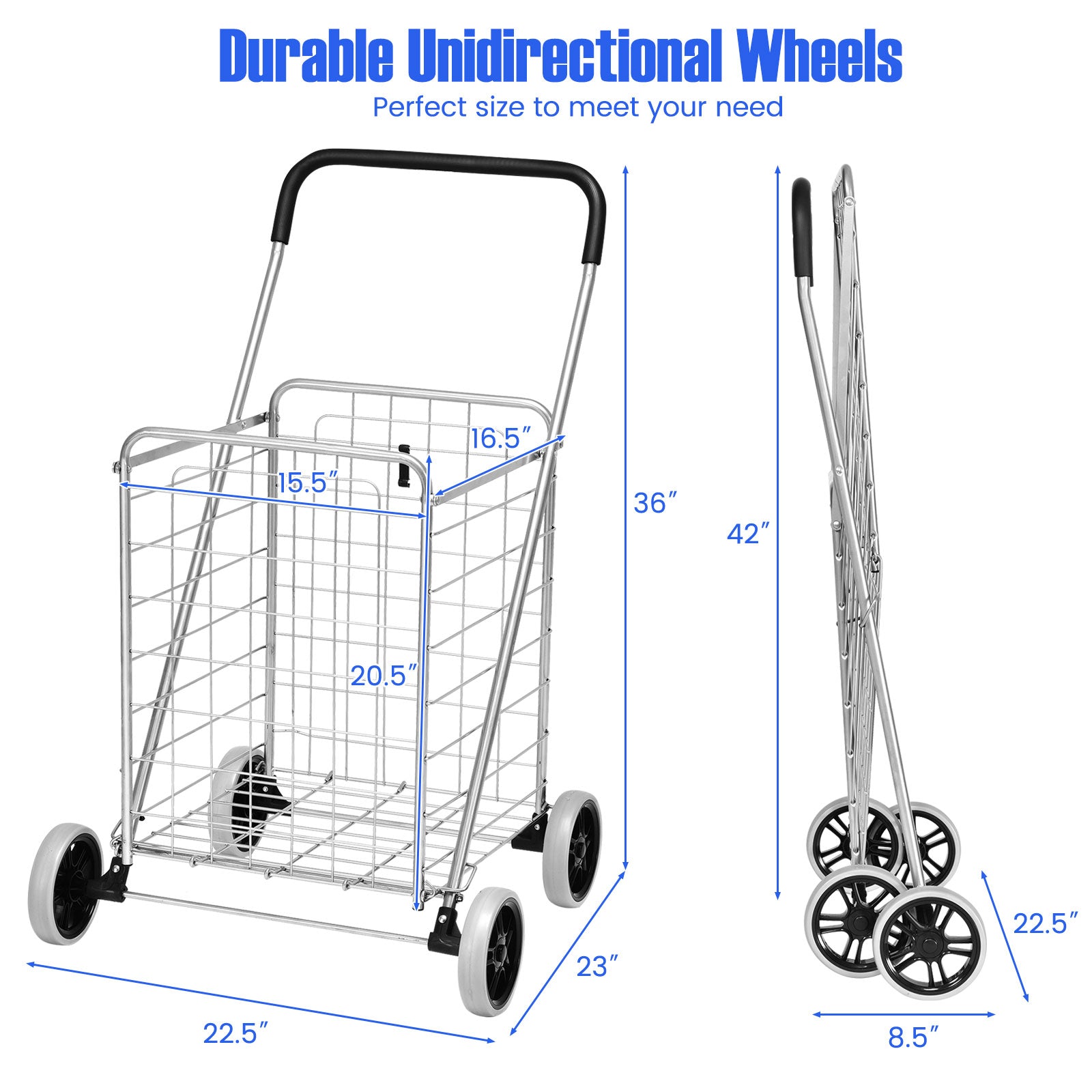 Portable Folding Shopping Cart, Silver Kitchen Tools at Gallery Canada