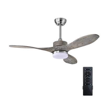 48 Inch Wood Ceiling Fan With LED Lights, 6 Speed, Silver Ceiling Fans Silver at Gallery Canada