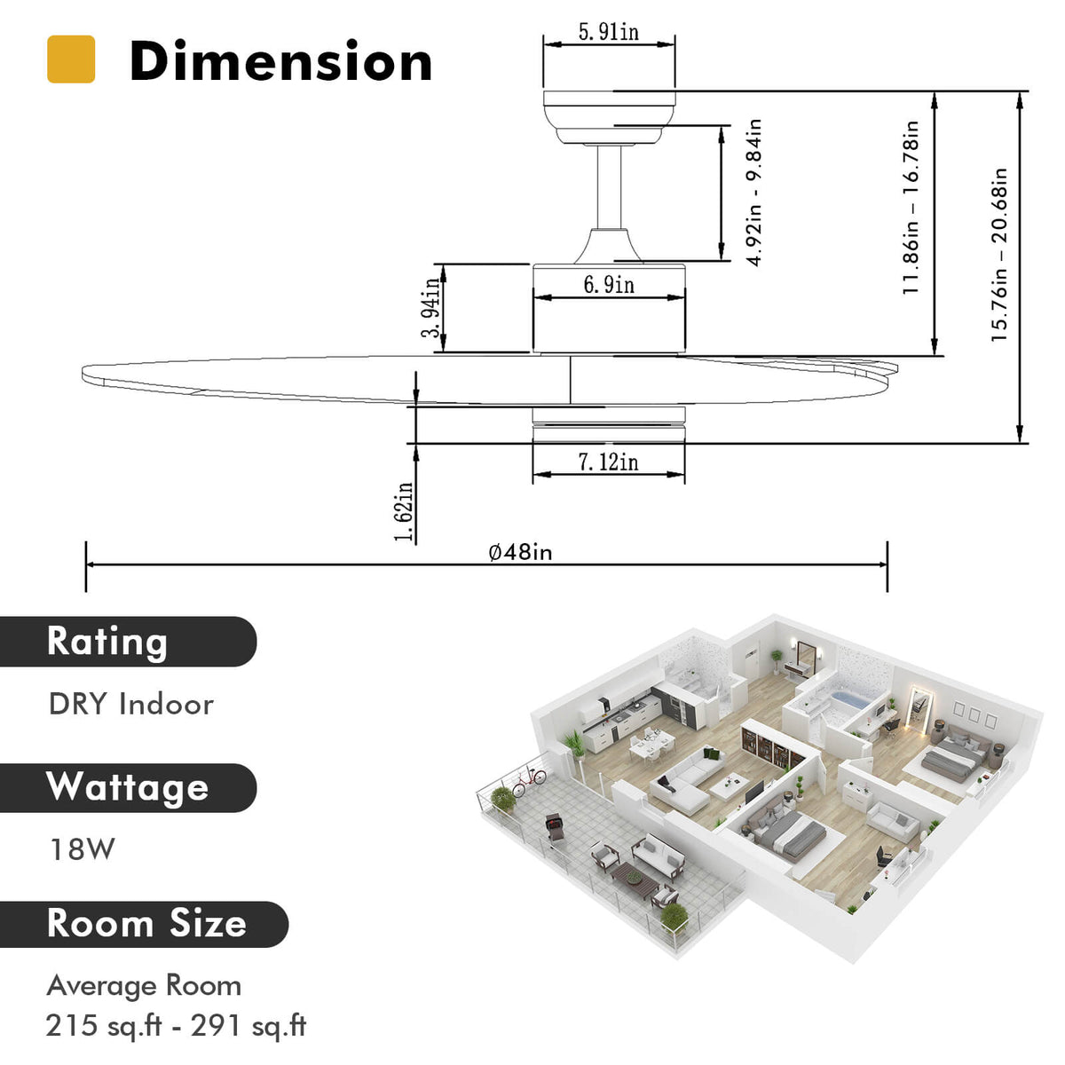 48 Inch Wood Ceiling Fan With LED Lights, 6 Speed, Silver Ceiling Fans at Gallery Canada