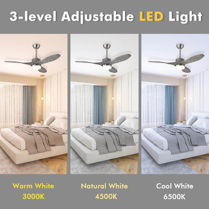 48 Inch Wood Ceiling Fan With LED Lights, 6 Speed, Silver Ceiling Fans at Gallery Canada