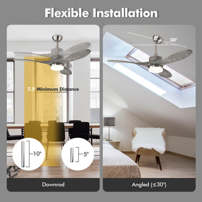 48 Inch Wood Ceiling Fan With LED Lights, 6 Speed, Silver Ceiling Fans at Gallery Canada