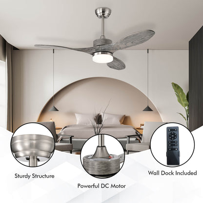 48 Inch Wood Ceiling Fan With LED Lights, 6 Speed, Silver Ceiling Fans at Gallery Canada