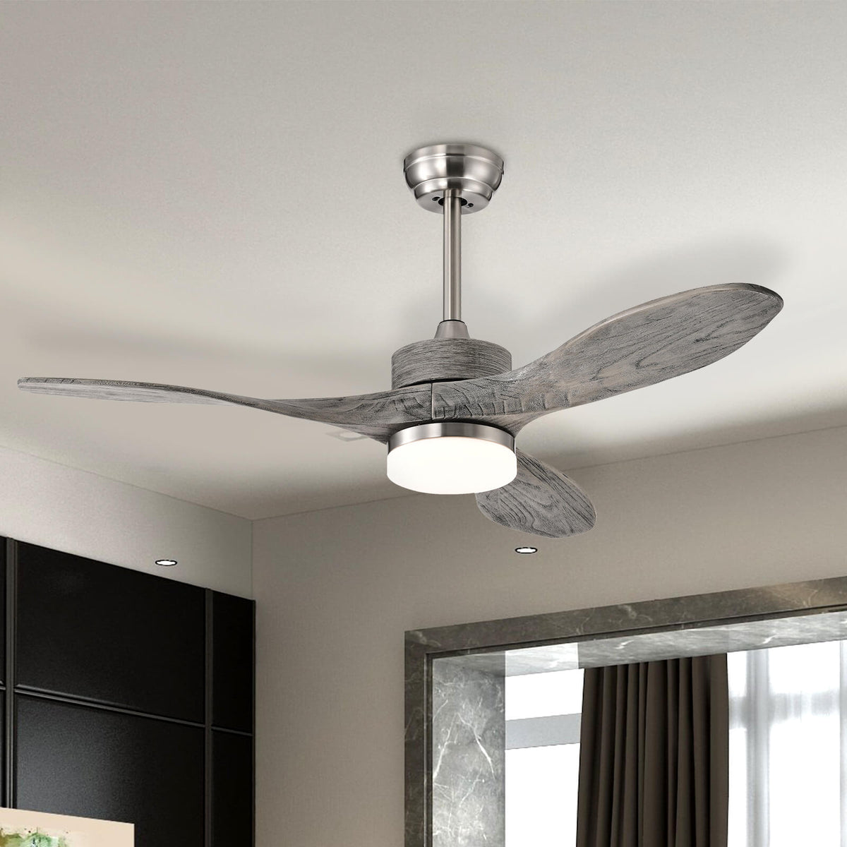 48 Inch Wood Ceiling Fan With LED Lights, 6 Speed, Silver Ceiling Fans at Gallery Canada