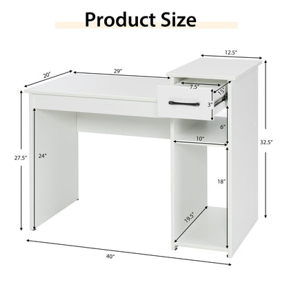 Computer Desk With Drawer And Shelf, White Computer Desks at Gallery Canada