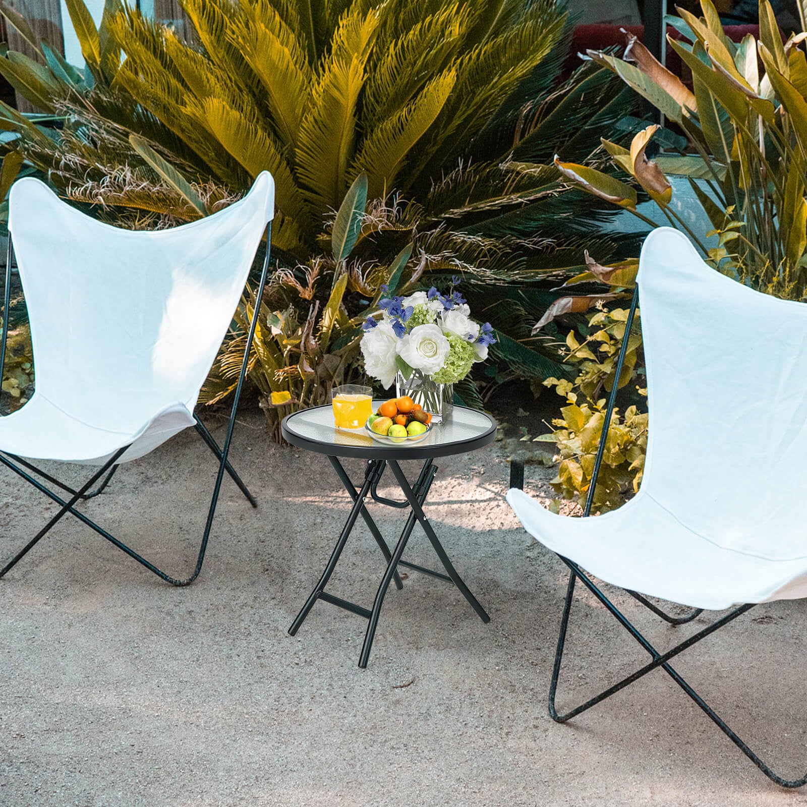 Patio Side Table, Tempered Glass Tabletop, Black Patio Coffee Tables at Gallery Canada