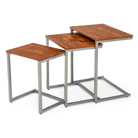 3 Pieces Multifunctional Coffee End Table Set, Brown End & Side Tables Brown at Gallery Canada