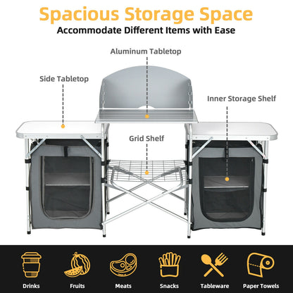 Folding Camping Table With Storage Organizer, Gray Camping Furniture at Gallery Canada