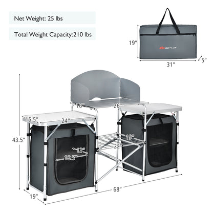 Folding Camping Table With Storage Organizer, Gray Camping Furniture at Gallery Canada