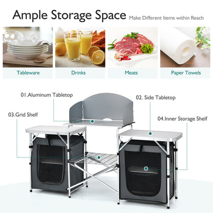 Folding Camping Table With Storage Organizer, Gray Camping Furniture at Gallery Canada