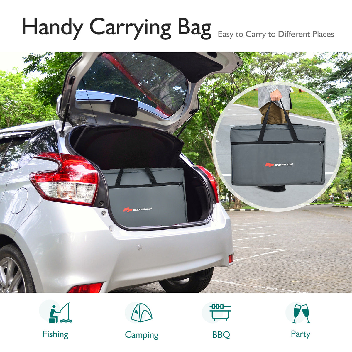 Folding Camping Table With Storage Organizer, Gray Camping Furniture at Gallery Canada