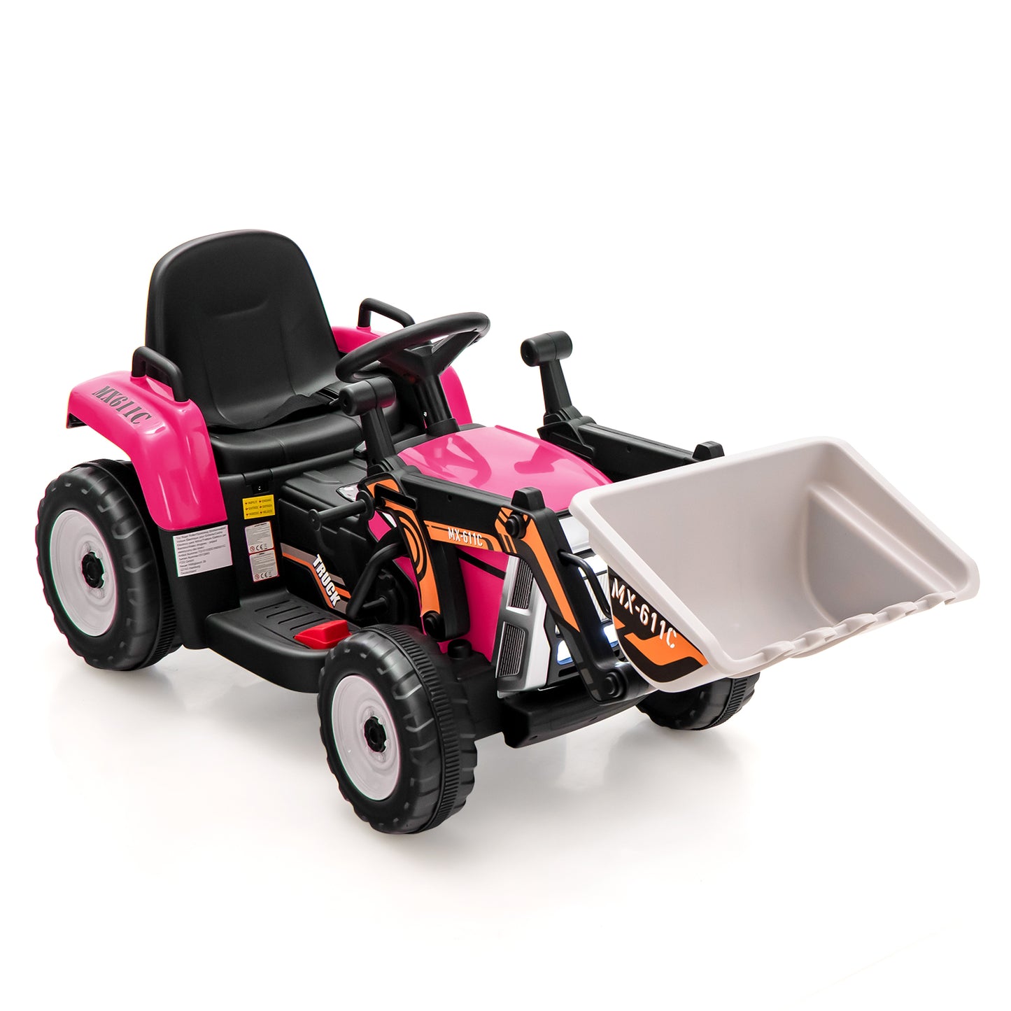 12V Kids Ride On Excavator, Adjustable Arm And Bucket, Pink Powered Ride On Toys Pink at Gallery Canada