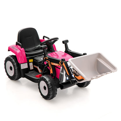12V Kids Ride On Excavator, Adjustable Arm And Bucket, Pink Powered Ride On Toys Pink at Gallery Canada