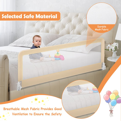 59 Inch Extra Long Folding Breathable Bed Rail Guard, Beige Bed Rails at Gallery Canada