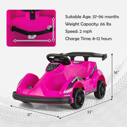 Kids 6V Ride On Go Cart, Remote Control, Safety Belt, Pink Powered Ride On Toys at Gallery Canada