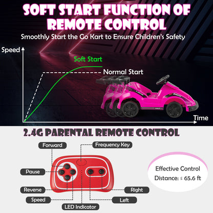 Kids 6V Ride On Go Cart, Remote Control, Safety Belt, Pink Powered Ride On Toys at Gallery Canada