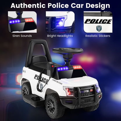 Kids Ride On Police Car, 6V, Real Megaphone Siren Lights, White Powered Ride On Toys at Gallery Canada
