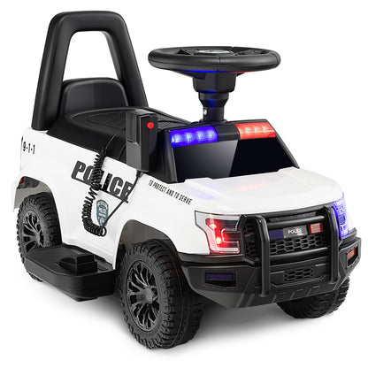 Kids Ride On Police Car, 6V, Real Megaphone Siren Lights, White Powered Ride On Toys at Gallery Canada