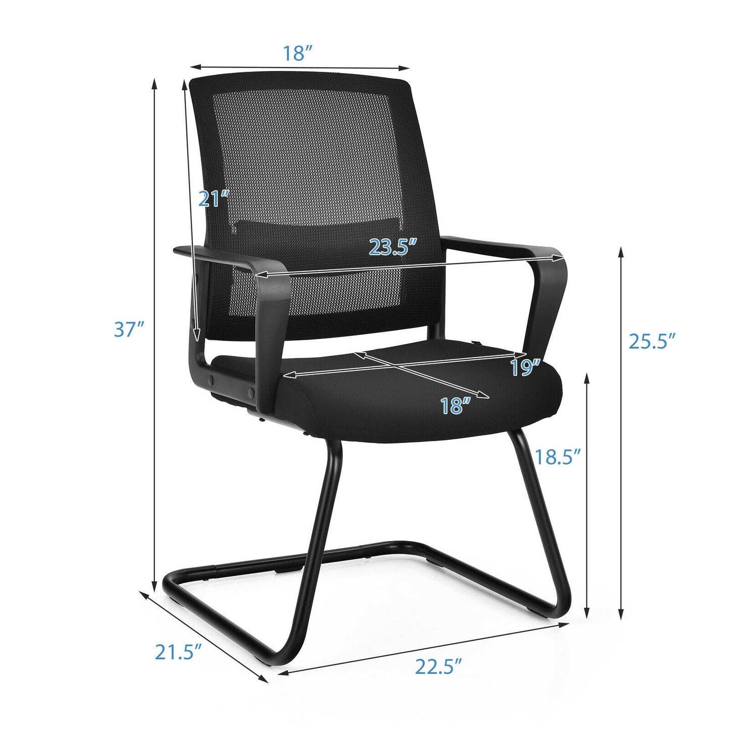Set Of 2 Conference Chairs, Lumbar Support, Black Conference Chairs at Gallery Canada