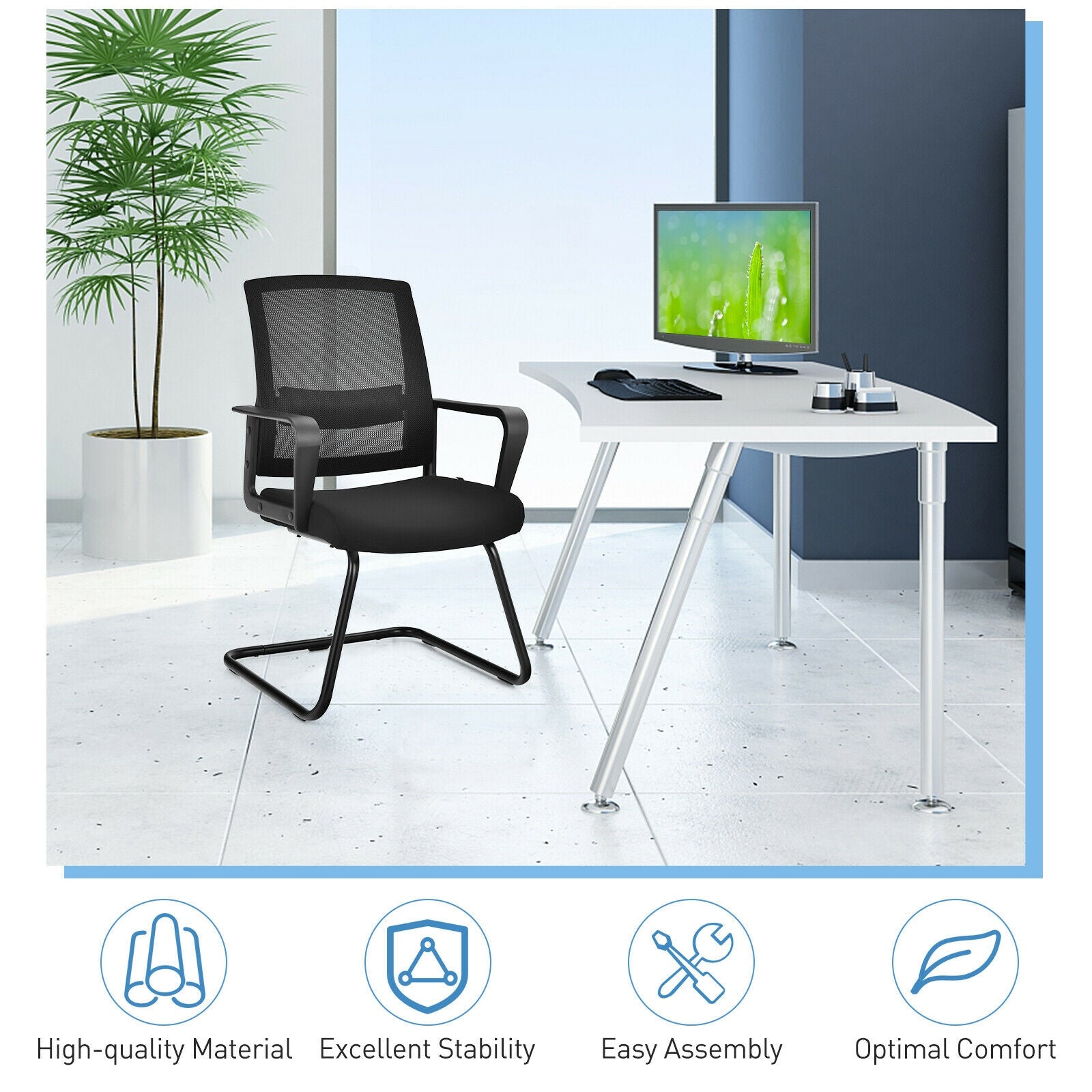 Set Of 2 Conference Chairs, Lumbar Support, Black Conference Chairs at Gallery Canada