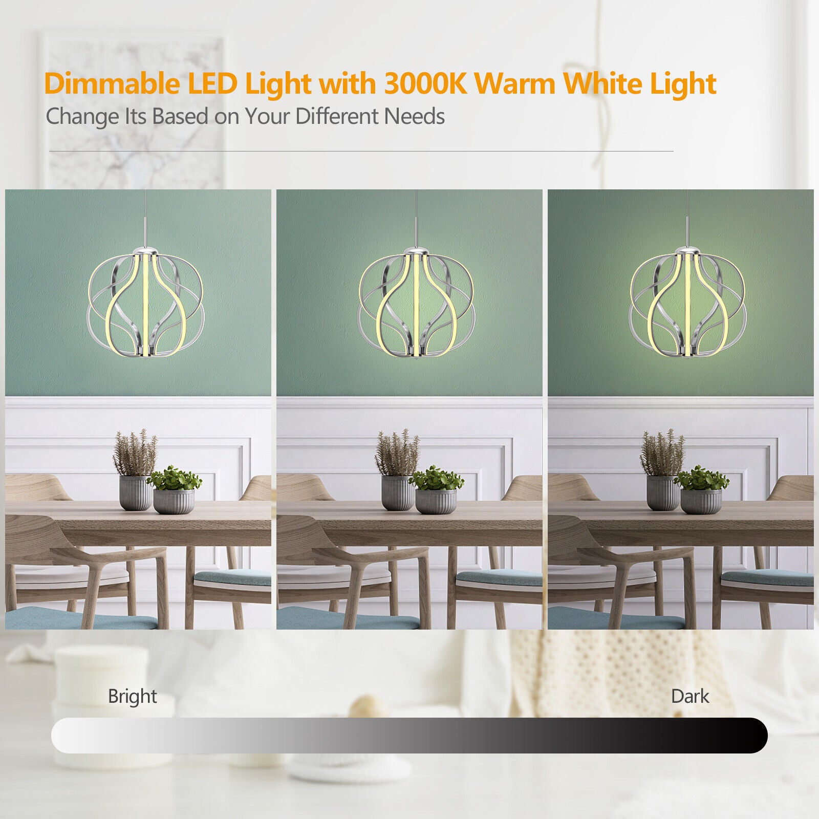 Modern Dimmable LED Chandelier, Silver, Warm White Ceiling Lights at Gallery Canada