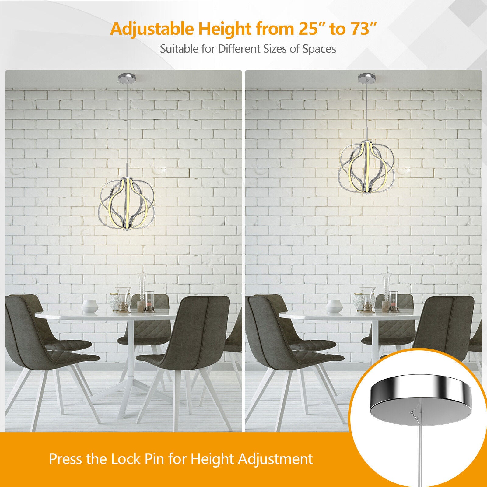 Modern Dimmable LED Chandelier, Silver, Warm White Ceiling Lights at Gallery Canada