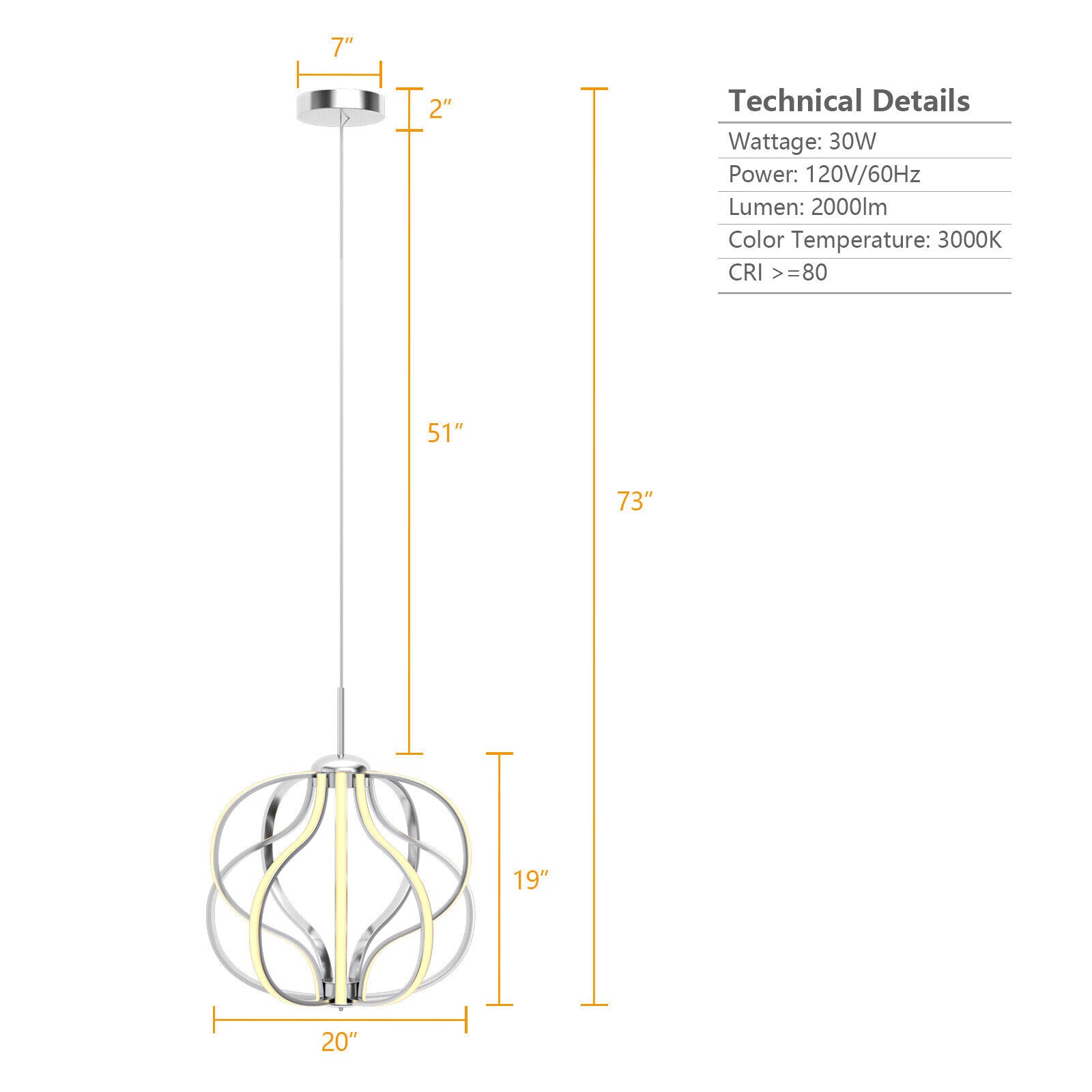 Modern Dimmable LED Chandelier, Silver, Warm White Ceiling Lights at Gallery Canada