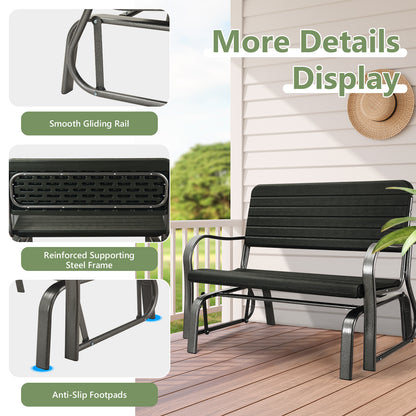 2-Seat Porch Glider, HDPE Back Seat, Steel Frame, Black Patio Rocking Chairs & Gliders at Gallery Canada