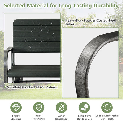 2-Seat Porch Glider, HDPE Back Seat, Steel Frame, Black Patio Rocking Chairs & Gliders at Gallery Canada