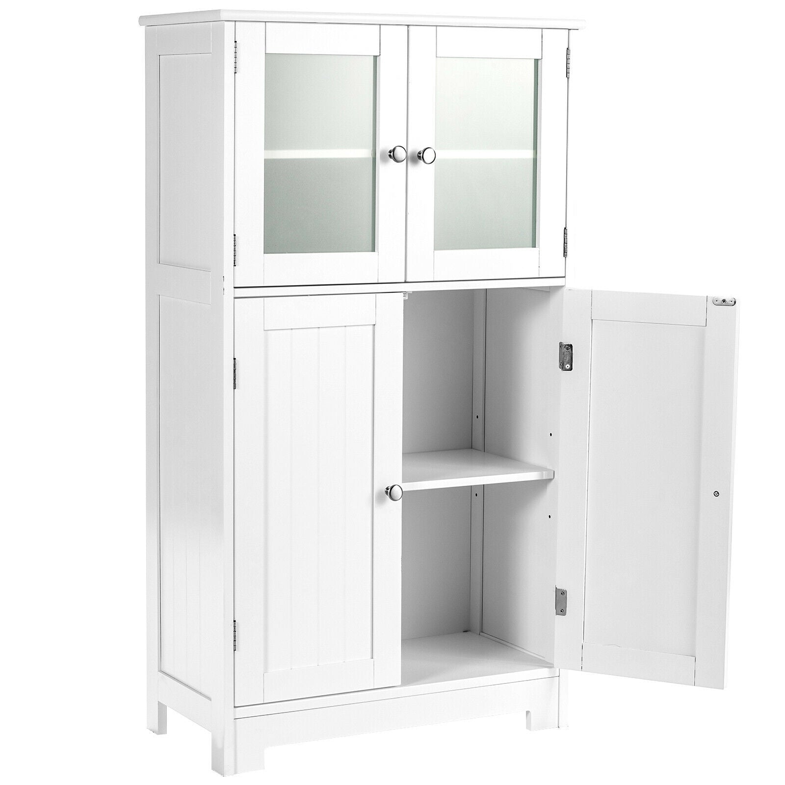 Bathroom Floor Storage Cabinet With Doors, Adjustable Shelf, White Floor Cabinets at Gallery Canada