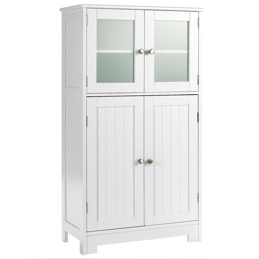 Bathroom Floor Storage Cabinet With Doors, Adjustable Shelf, White Floor Cabinets White at Gallery Canada