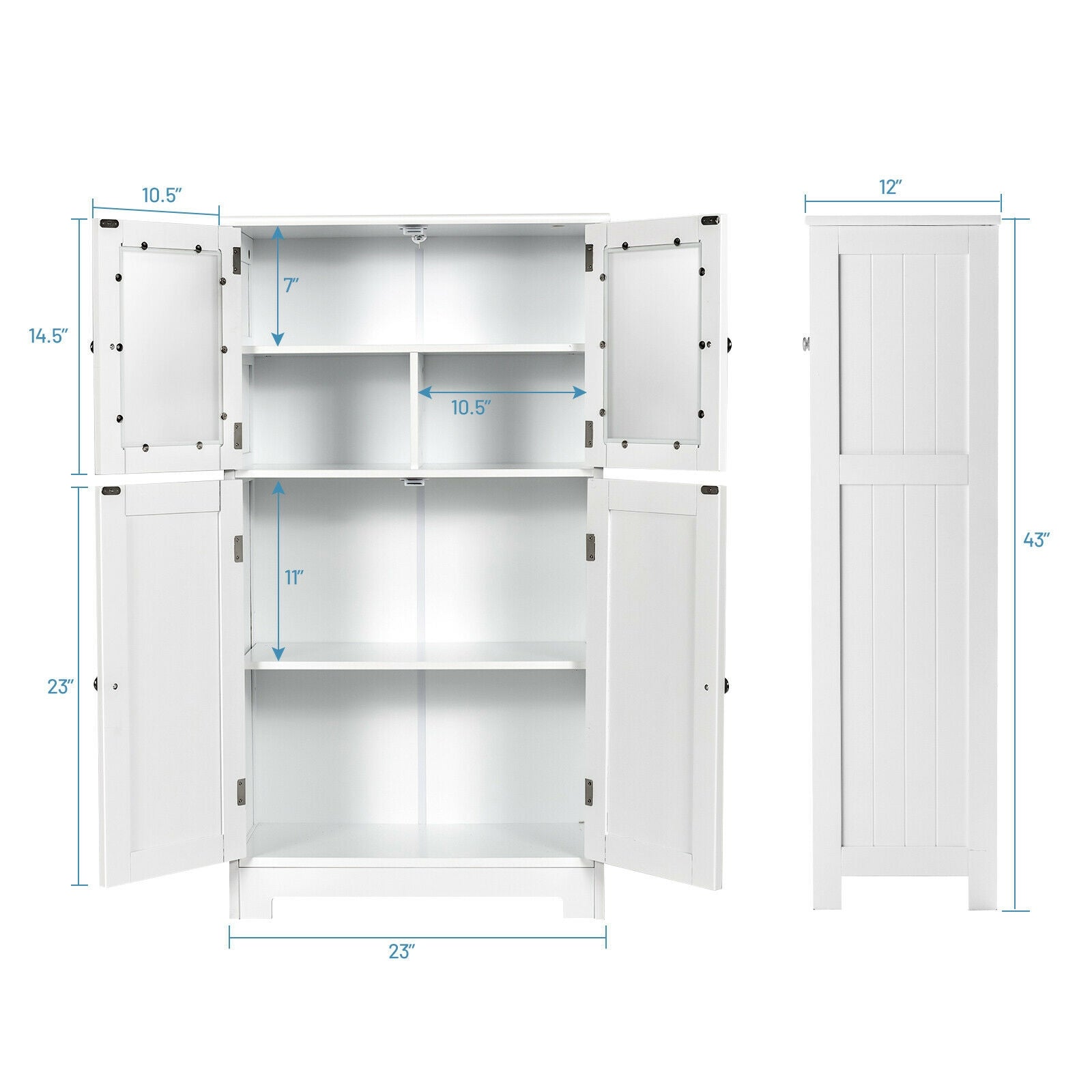 Bathroom Floor Storage Cabinet With Doors, Adjustable Shelf, White Floor Cabinets at Gallery Canada