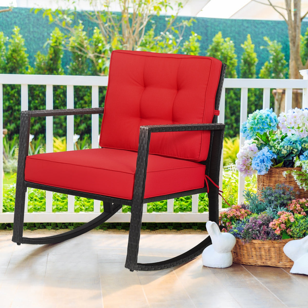 Patio Rattan Rocking Chair, Outdoor Glider, Red Patio Rocking Chairs & Gliders at Gallery Canada
