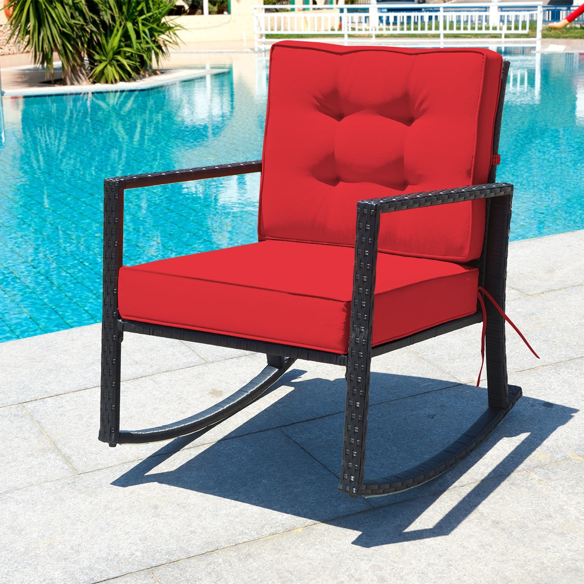 Patio Rattan Rocking Chair, Outdoor Glider, Red Patio Rocking Chairs & Gliders at Gallery Canada