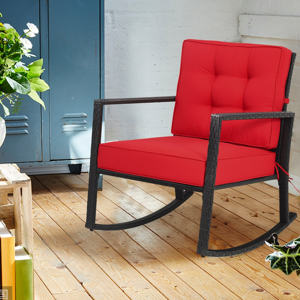 Patio Rattan Rocking Chair, Outdoor Glider, Red Patio Rocking Chairs & Gliders at Gallery Canada