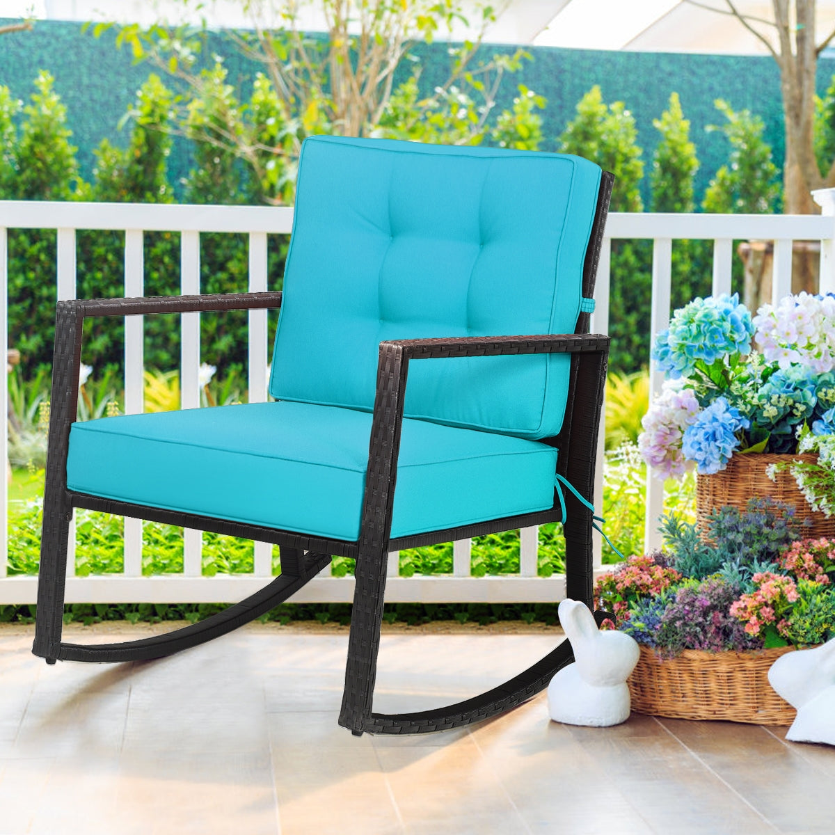 Patio Rattan Rocker Glider Chair, Turquoise Patio Rocking Chairs & Gliders at Gallery Canada