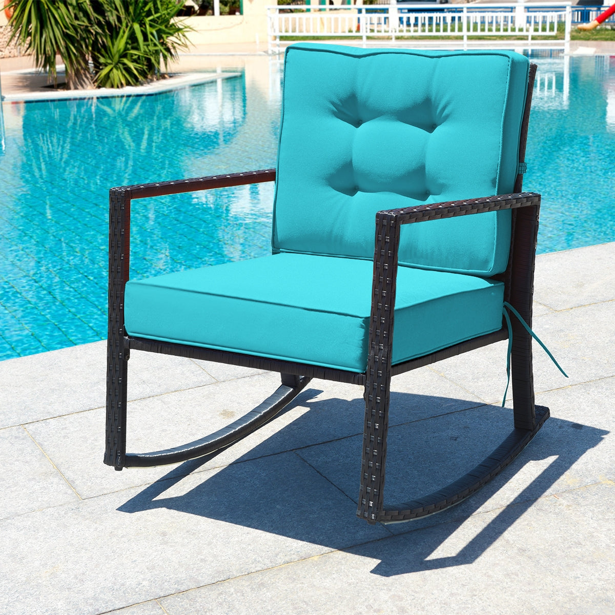 Patio Rattan Rocker Glider Chair, Turquoise Patio Rocking Chairs & Gliders at Gallery Canada