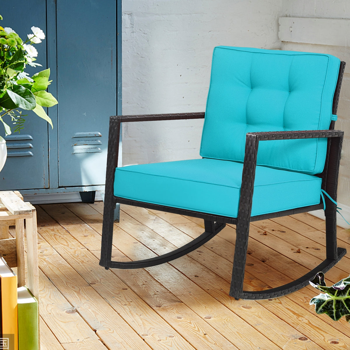 Patio Rattan Rocker Glider Chair, Turquoise Patio Rocking Chairs & Gliders at Gallery Canada