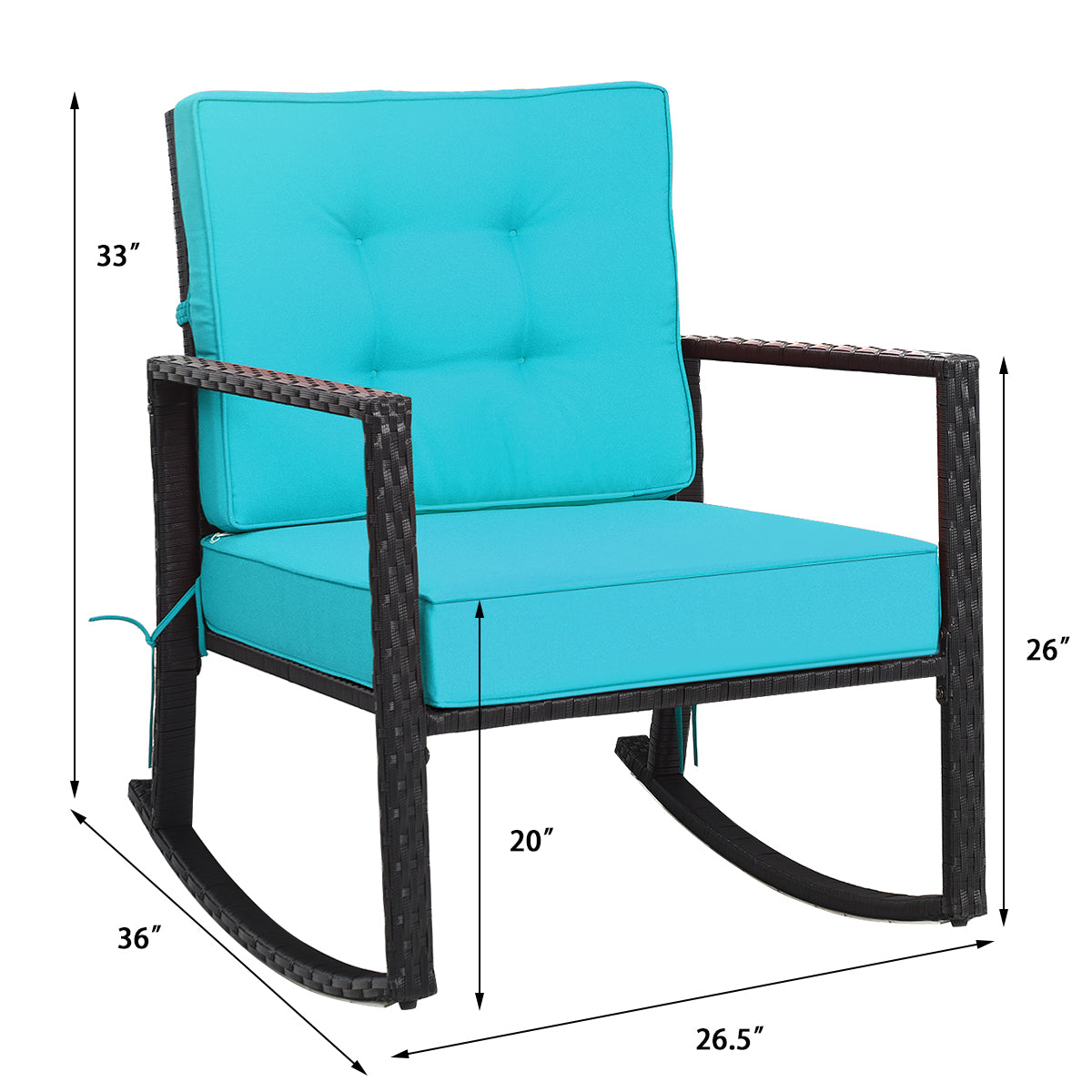 Patio Rattan Rocker Glider Chair, Turquoise Patio Rocking Chairs & Gliders at Gallery Canada