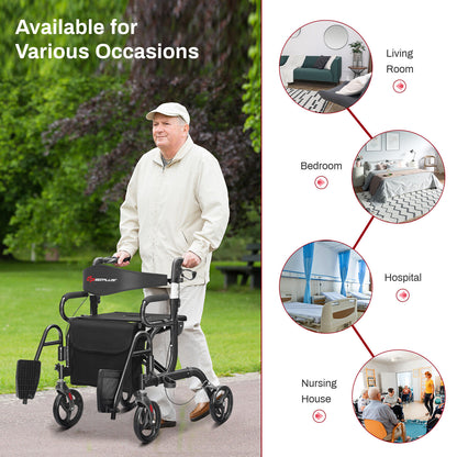 Folding Rollator Walker, 8-Inch Wheels, Seat, Black Walkers & Rollators at Gallery Canada