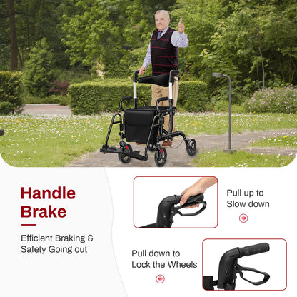 Folding Rollator Walker, 8-Inch Wheels, Seat, Black Walkers & Rollators at Gallery Canada