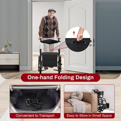 Folding Rollator Walker, 8-Inch Wheels, Seat, Black Walkers & Rollators at Gallery Canada
