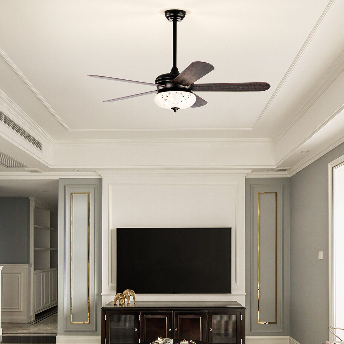 52 Inches Ceiling Fan With Remote Control, Walnut Ceiling Fans at Gallery Canada