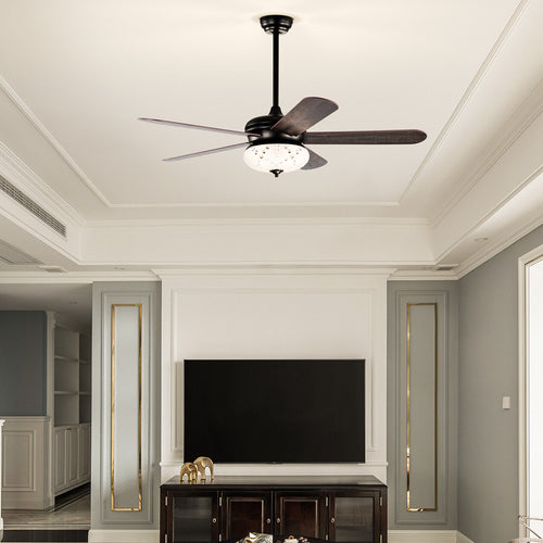 52 Inches Ceiling Fan With Remote Control, Walnut
