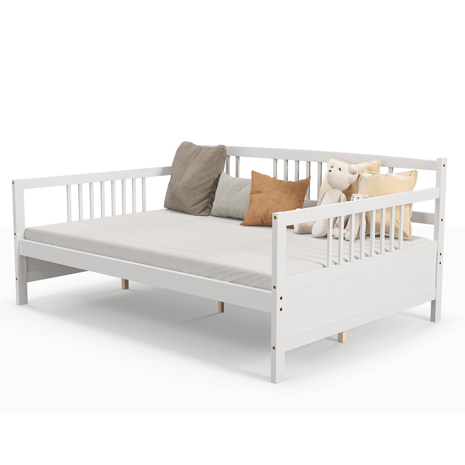 Full Size Daybed Frame With Guardrails, White Trundle Bed Frame at Gallery Canada