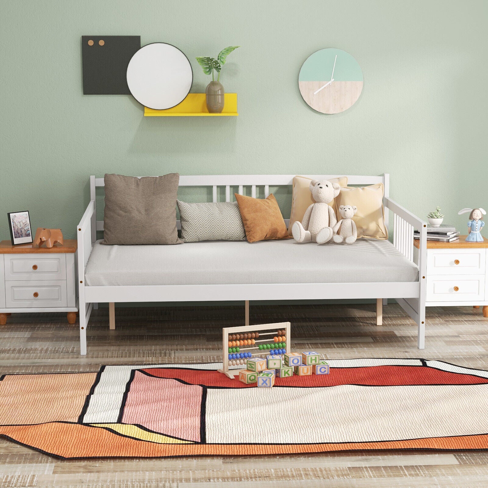 Full Size Daybed Frame With Guardrails, White Trundle Bed Frame at Gallery Canada